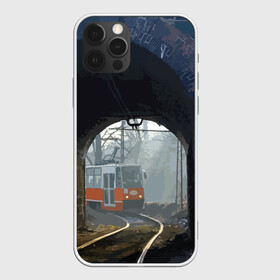 Чехол для iPhone 12 Pro с принтом Трамвай в Екатеринбурге, силикон | область печати: задняя сторона чехла, без боковых панелей | rails | railway | tram | trees | tunnel | деревья | железная дорога | рельсы | тоннель | трамвай