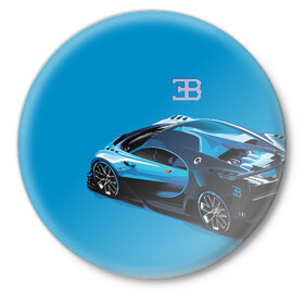 Значок с принтом Bugatti в Екатеринбурге,  металл | круглая форма, металлическая застежка в виде булавки | bugatti | car | italy | motorsport | prestige | автомобиль | автоспорт | бугатти | италия | престиж