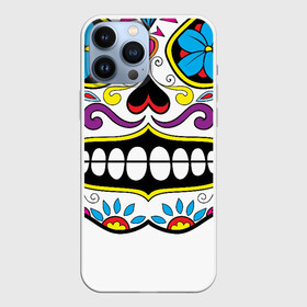 Чехол для iPhone 13 Pro Max с принтом Skull   сахарный череп в Екатеринбурге,  |  | calavera | day of the dead | dia de los muertos | halloween | skull | sugar skull | готика | день мертвых | колдовство | мексиканский череп | мистика | подарок | сахарный череп | цветы | череп