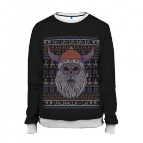 Женский свитшот 3D с принтом Vikings Xmas Sweater в Екатеринбурге, 100% полиэстер с мягким внутренним слоем | круглый вырез горловины, мягкая резинка на манжетах и поясе, свободная посадка по фигуре | christmas | king | new | ragnar | skandinavia | snow | snowflakes | valhalla | vikings | xmas | year | вальхалла | викинги | год | король | новый | рагнар | рождество | скандинавия | снег