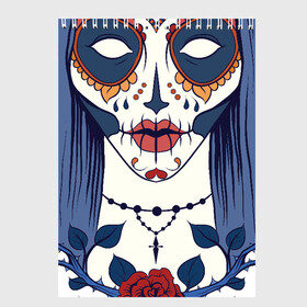 Скетчбук с принтом Мексиканский сахарный череп в Екатеринбурге, 100% бумага
 | 48 листов, плотность листов — 100 г/м2, плотность картонной обложки — 250 г/м2. Листы скреплены сверху удобной пружинной спиралью | day of the dead | dia de los muertos | gothic | halloween | skull | sugar skull | готика | день мертвых | женский череп | мексиканский череп | мистика | подарок | сахарный череп | хэллоуин