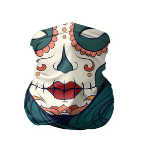 Бандана-труба 3D с принтом Мексиканский сахарный череп в Екатеринбурге, 100% полиэстер, ткань с особыми свойствами — Activecool | плотность 150‒180 г/м2; хорошо тянется, но сохраняет форму | Тематика изображения на принте: day of the dead | dia de los muertos | gothic | halloween | skull | sugar skull | готика | день мертвых | женский череп | мексиканский череп | мистика | подарок | сахарный череп | хэллоуин