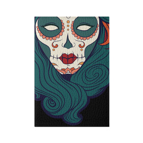 Обложка для паспорта матовая кожа с принтом Мексиканский сахарный череп в Екатеринбурге, натуральная матовая кожа | размер 19,3 х 13,7 см; прозрачные пластиковые крепления | Тематика изображения на принте: day of the dead | dia de los muertos | gothic | halloween | skull | sugar skull | готика | день мертвых | женский череп | мексиканский череп | мистика | подарок | сахарный череп | хэллоуин