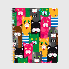 Тетрадь с принтом Голодные котики в Екатеринбурге, 100% бумага | 48 листов, плотность листов — 60 г/м2, плотность картонной обложки — 250 г/м2. Листы скреплены сбоку удобной пружинной спиралью. Уголки страниц и обложки скругленные. Цвет линий — светло-серый
 | pattern | голодные котики | котики | коты | котята | паттерн