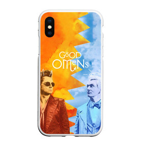 Чехол для iPhone XS Max матовый с принтом Good Omens в Екатеринбурге, Силикон | Область печати: задняя сторона чехла, без боковых панелей | Тематика изображения на принте: aziraphale | crowley | david | demon | good | omens | pratchett | tennant | terry | азирафаэль | ангел | благие | демон | дэвид | знамения | кроули | майкл шин | пратчетт | теннант | терри