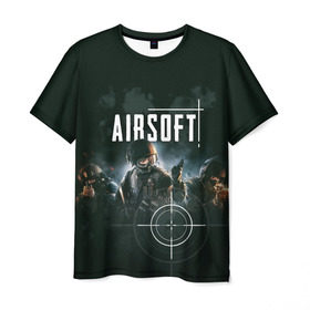 Мужская футболка 3D с принтом AIRSOFT в Екатеринбурге, 100% полиэфир | прямой крой, круглый вырез горловины, длина до линии бедер | airsoft | оружие | снаряжение | страйкбол | стрельба