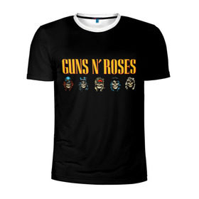 Мужская футболка 3D спортивная с принтом Guns n roses в Екатеринбурге, 100% полиэстер с улучшенными характеристиками | приталенный силуэт, круглая горловина, широкие плечи, сужается к линии бедра | axl rose | geffen records | gnr | guns | rock | roses | slash | гансы | пистолеты | розы | рок | слеш | эксл роуз