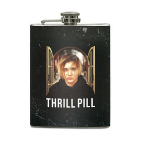 Фляга с принтом THRILL PILL - Грустная Песня в Екатеринбурге, металлический корпус | емкость 0,22 л, размер 125 х 94 мм. Виниловая наклейка запечатывается полностью | fuelle | logo | music | noir | pil | pill | rap | raper | symbol | thril | thrill | tril | trill | дамб | лого | музыка | пил | пилл | рэп | рэппер | сам | символ | трил | трилл | тхрил | тхрилл | фотографии | щит