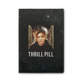 Обложка для автодокументов с принтом THRILL PILL - Грустная Песня в Екатеринбурге, натуральная кожа |  размер 19,9*13 см; внутри 4 больших “конверта” для документов и один маленький отдел — туда идеально встанут права | Тематика изображения на принте: fuelle | logo | music | noir | pil | pill | rap | raper | symbol | thril | thrill | tril | trill | дамб | лого | музыка | пил | пилл | рэп | рэппер | сам | символ | трил | трилл | тхрил | тхрилл | фотографии | щит