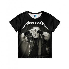 Детская футболка 3D с принтом Metallica в Екатеринбурге, 100% гипоаллергенный полиэфир | прямой крой, круглый вырез горловины, длина до линии бедер, чуть спущенное плечо, ткань немного тянется | heavy metal | metal | metallica | гитара | группы | метал | металлика | музыка | рок | трэш метал | хєви метал