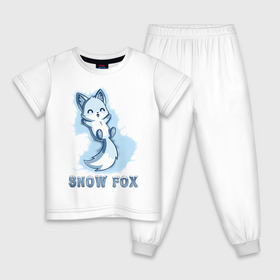 Детская пижама хлопок с принтом Snow fox в Екатеринбурге, 100% хлопок |  брюки и футболка прямого кроя, без карманов, на брюках мягкая резинка на поясе и по низу штанин
 | fox | snow | лис | лиса | лисёнок | лисичка | снег