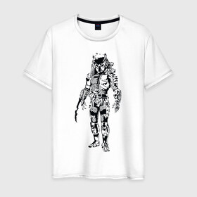 Мужская футболка хлопок с принтом Predator в Екатеринбурге, 100% хлопок | прямой крой, круглый вырез горловины, длина до линии бедер, слегка спущенное плечо. | alien | predator | хищник | чужой