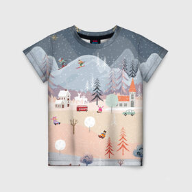 Детская футболка 3D с принтом Новогодние каникулы в Екатеринбурге, 100% гипоаллергенный полиэфир | прямой крой, круглый вырез горловины, длина до линии бедер, чуть спущенное плечо, ткань немного тянется | 2020 | елка | елки | елочные игрушки | зима | зимняя | игрушки | мороз | новогодняя | новый год | новый год 2020 | рождество | рябина | снег | холод