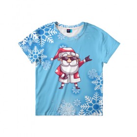 Детская футболка 3D с принтом Дед Мороз в Екатеринбурге, 100% гипоаллергенный полиэфир | прямой крой, круглый вырез горловины, длина до линии бедер, чуть спущенное плечо, ткань немного тянется | в подарок | дед мороз | зима | новогодние | новый год | подарок | рождество | с новым годом | снег | снежинки