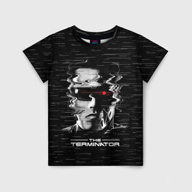 Детская футболка 3D с принтом The Terminator в Екатеринбурге, 100% гипоаллергенный полиэфир | прямой крой, круглый вырез горловины, длина до линии бедер, чуть спущенное плечо, ткань немного тянется | Тематика изображения на принте: arnold | connor | john | robot | schwarzenegger | skynet | t 800 | terminator | арнольд | джон | коннор | ликвидатор | небесная | робот | сеть | скайнет | терминатор | шварценеггер