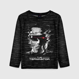 Детский лонгслив 3D с принтом The Terminator в Екатеринбурге, 100% полиэстер | длинные рукава, круглый вырез горловины, полуприлегающий силуэт
 | arnold | connor | john | robot | schwarzenegger | skynet | t 800 | terminator | арнольд | джон | коннор | ликвидатор | небесная | робот | сеть | скайнет | терминатор | шварценеггер