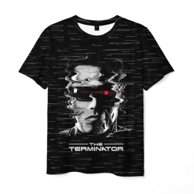 Мужская футболка 3D с принтом The Terminator в Екатеринбурге, 100% полиэфир | прямой крой, круглый вырез горловины, длина до линии бедер | arnold | connor | john | robot | schwarzenegger | skynet | t 800 | terminator | арнольд | джон | коннор | ликвидатор | небесная | робот | сеть | скайнет | терминатор | шварценеггер