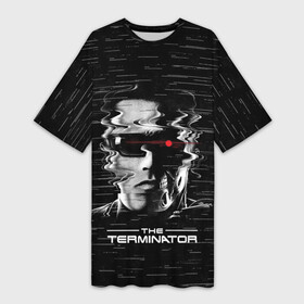 Платье-футболка 3D с принтом The Terminator в Екатеринбурге,  |  | arnold | connor | john | robot | schwarzenegger | skynet | t 800 | terminator | арнольд | джон | коннор | ликвидатор | небесная | робот | сеть | скайнет | терминатор | шварценеггер