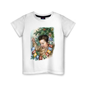 Детская футболка хлопок с принтом Говно с дымом в Екатеринбурге, 100% хлопок | круглый вырез горловины, полуприлегающий силуэт, длина до линии бедер | Тематика изображения на принте: буквы | гирлянда | дым | ёлка | мальчик | новый год | флажки