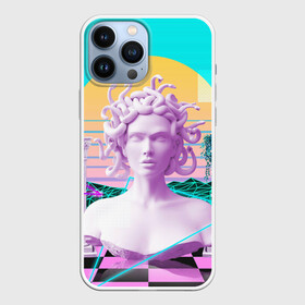 Чехол для iPhone 13 Pro Max с принтом Медуза Горгона в Екатеринбурге,  |  | vaporwave | медуза горгона | неон | пальмы | скульптура | существо