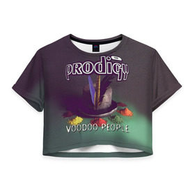 Женская футболка Cropp-top с принтом The Prodigy в Екатеринбурге, 100% полиэстер | круглая горловина, длина футболки до линии талии, рукава с отворотами | people | prodigy | the prodigy | voodoo people | продиджи