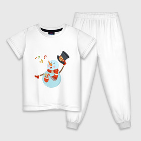 Детская пижама хлопок с принтом Снеговик в Екатеринбурге, 100% хлопок |  брюки и футболка прямого кроя, без карманов, на брюках мягкая резинка на поясе и по низу штанин
 | Тематика изображения на принте: 2020 год | арт | новогодняя символика | новый год | подарки | праздник | снеговик | снеговики