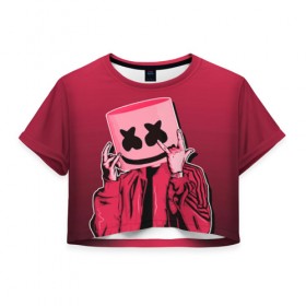 Женская футболка Cropp-top с принтом Marshmello Rock в Екатеринбурге, 100% полиэстер | круглая горловина, длина футболки до линии талии, рукава с отворотами | dj | fortnitemarshmello | marshmello | music | rock | диджей | зефир | знаменитость | маршмэллоу | музыка | музыкант