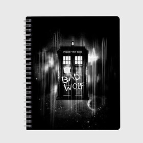 Тетрадь с принтом Doctor Who в Екатеринбурге, 100% бумага | 48 листов, плотность листов — 60 г/м2, плотность картонной обложки — 250 г/м2. Листы скреплены сбоку удобной пружинной спиралью. Уголки страниц и обложки скругленные. Цвет линий — светло-серый
 | Тематика изображения на принте: bbc | dimension | dr who | jenna coleman | jodie whittaker | matt smith | relative | resolution | space | tardis | the doctor | time | галлифрей | джоди уиттакер | доктор кто | тардис