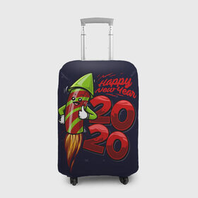 Чехол для чемодана 3D с принтом Happy New Year 2020 в Екатеринбурге, 86% полиэфир, 14% спандекс | двустороннее нанесение принта, прорези для ручек и колес | christmas | claus | jingle | merry | santa | елка | клаус | куранты | мишура | мороз | олени | подарки | праздник | ракета | рождество | салют | санта | снеговик | снежинки | сочельник