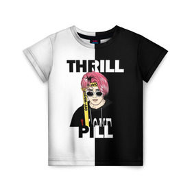 Детская футболка 3D с принтом Thrill pill в Екатеринбурге, 100% гипоаллергенный полиэфир | прямой крой, круглый вырез горловины, длина до линии бедер, чуть спущенное плечо, ткань немного тянется | pill | thrill | thrill pill | пилл | тимур самедов | трилл | трилл пилл