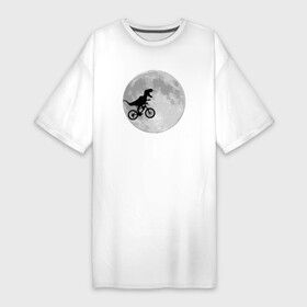 Платье-футболка хлопок с принтом T rex Riding a Bike в Екатеринбурге,  |  | moon | велосипед | дино | динозавр | кино | космос | луна | парк юрского периода | планета | тень | тирекс | фильм | юрский период