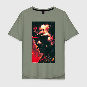 Мужская футболка хлопок Oversize с принтом Terminator в Екатеринбурге, 100% хлопок | свободный крой, круглый ворот, “спинка” длиннее передней части | arnold schwarzenegger | movie | terminator | железный арни | кино | терминатор