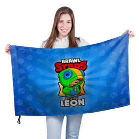 Флаг 3D с принтом BRAWL STARS LEON в Екатеринбурге, 100% полиэстер | плотность ткани — 95 г/м2, размер — 67 х 109 см. Принт наносится с одной стороны | brawl stars | brawl stars leon | brawler | leon | бравл старз | бравлер | леон