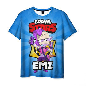 Мужская футболка 3D с принтом BRAWL STARS EMZ в Екатеринбурге, 100% полиэфир | прямой крой, круглый вырез горловины, длина до линии бедер | brawl stars | brawl stars emz | brawler | emz | бравл старз | бравлер | эмз