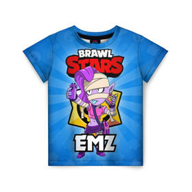 Детская футболка 3D с принтом BRAWL STARS EMZ в Екатеринбурге, 100% гипоаллергенный полиэфир | прямой крой, круглый вырез горловины, длина до линии бедер, чуть спущенное плечо, ткань немного тянется | brawl stars | brawl stars emz | brawler | emz | бравл старз | бравлер | эмз