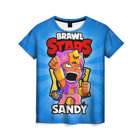 Женская футболка 3D с принтом BRAWL STARS SANDY в Екатеринбурге, 100% полиэфир ( синтетическое хлопкоподобное полотно) | прямой крой, круглый вырез горловины, длина до линии бедер | brawl stars | brawl stars sandy | brawler | sandy | бравл старз | бравлер | сэнди