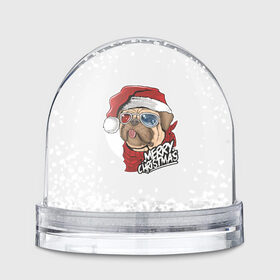 Снежный шар с принтом Мопс Санта в Екатеринбурге, Пластик | Изображение внутри шара печатается на глянцевой фотобумаге с двух сторон | 2020 | christmas | happy | merry | new year | pug | в подарок | мопс | новый год | пёс | поздравить | рождество | с наступающим | с новым годом | с рождеством | санта | собака | щенок