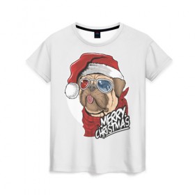 Женская футболка 3D с принтом Мопс Санта в Екатеринбурге, 100% полиэфир ( синтетическое хлопкоподобное полотно) | прямой крой, круглый вырез горловины, длина до линии бедер | 2020 | christmas | happy | merry | new year | pug | в подарок | мопс | новый год | пёс | поздравить | рождество | с наступающим | с новым годом | с рождеством | санта | собака | щенок