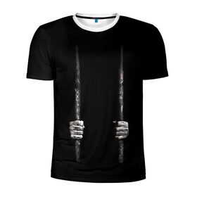 Мужская футболка 3D спортивная с принтом Взаперти в Екатеринбурге, 100% полиэстер с улучшенными характеристиками | приталенный силуэт, круглая горловина, широкие плечи, сужается к линии бедра | Тематика изображения на принте: в темноте | взаперти | руки | тьма