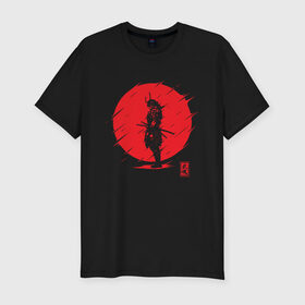 Мужская футболка премиум с принтом Самурайский Дух в Екатеринбурге, 92% хлопок, 8% лайкра | приталенный силуэт, круглый вырез ворота, длина до линии бедра, короткий рукав | Тематика изображения на принте: samurai | samurai spirit | самурай | самурайский дух | япония