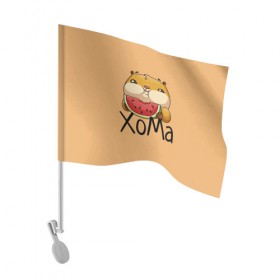Флаг для автомобиля с принтом ХоМа в Екатеринбурге, 100% полиэстер | Размер: 30*21 см | арбузик | хомяк