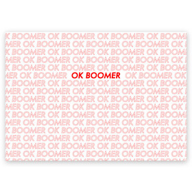 Поздравительная открытка с принтом OK BOOMER в Екатеринбурге, 100% бумага | плотность бумаги 280 г/м2, матовая, на обратной стороне линовка и место для марки
 | Тематика изображения на принте: ok boomer | зумеры | мемы | миллениалы | окей бумер