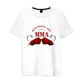 Мужская футболка хлопок с принтом MMA в Екатеринбурге, 100% хлопок | прямой крой, круглый вырез горловины, длина до линии бедер, слегка спущенное плечо. | mma | бокс | единоборства | смешанные | спорт