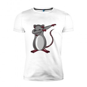 Мужская футболка премиум с принтом Dabbing Rat в Екатеринбурге, 92% хлопок, 8% лайкра | приталенный силуэт, круглый вырез ворота, длина до линии бедра, короткий рукав | Тематика изображения на принте: 