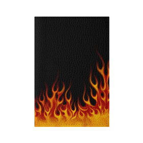 Обложка для паспорта матовая кожа с принтом Пламя Old School в Екатеринбурге, натуральная матовая кожа | размер 19,3 х 13,7 см; прозрачные пластиковые крепления | Тематика изображения на принте: burn | fire | костер | нарисованный | огня | огонь | олдскул | пламени | пламя | пожар | пылает | рисованный огонь | языки