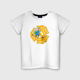 Детская футболка хлопок с принтом Awesome Adventure Time в Екатеринбурге, 100% хлопок | круглый вырез горловины, полуприлегающий силуэт, длина до линии бедер | adventure time | awesome | dsgnosadchaya | vdosadir | время приключений | джейк | пендлтон уорд | финн