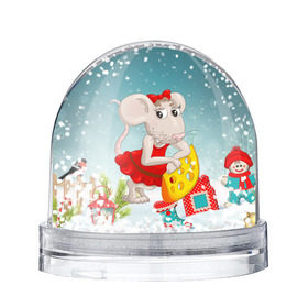 Снежный шар с принтом Милая мышка с сыром в Екатеринбурге, Пластик | Изображение внутри шара печатается на глянцевой фотобумаге с двух сторон | 2020 | mouse | rat | годкрысы | годмыши | зима | зимняя | крыса | мороз | мышка | мышь | новогодняя | новый год | новый год 2020 | рождество | симолгода | снег | холод