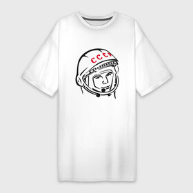Платье-футболка хлопок с принтом футболка ссср Гагарин в Екатеринбурге,  |  | гагарин | космос | ракета | ссср