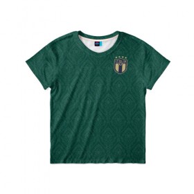 Детская футболка 3D с принтом Italy home EURO 2020 в Екатеринбурге, 100% гипоаллергенный полиэфир | прямой крой, круглый вырез горловины, длина до линии бедер, чуть спущенное плечо, ткань немного тянется | championship | euro | insigne | italy | uefa | евро | инсинье | уефа | чемпиона европы