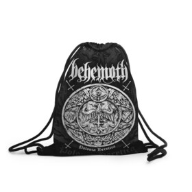 Рюкзак-мешок 3D с принтом Behemoth в Екатеринбурге, 100% полиэстер | плотность ткани — 200 г/м2, размер — 35 х 45 см; лямки — толстые шнурки, застежка на шнуровке, без карманов и подкладки | behemoth | black metal | death metal | inferno | nergal | orion | seth | блэк метал | группы | дэт метал | метал | музыка | рок